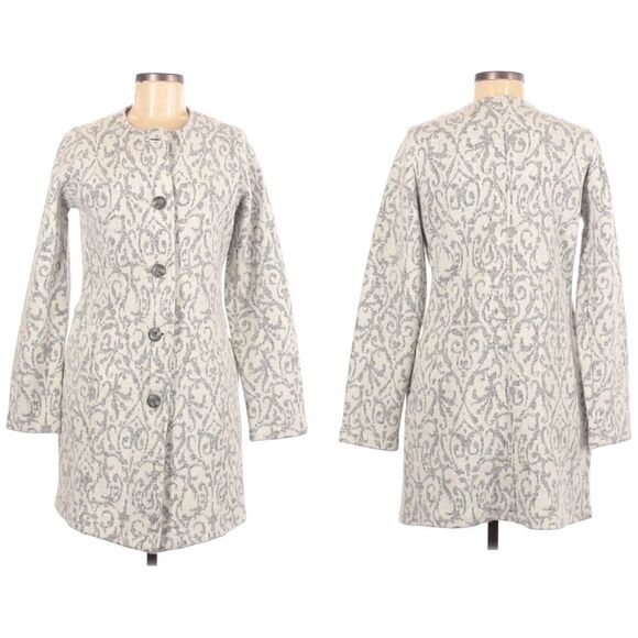 NWOT CYNTHIA ROWLEY Damask Tapestry Pattern Wool Blend Coat M - Picture 1 of 7